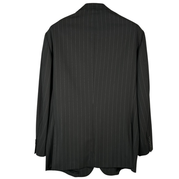 EMANUAL Emanuel Ungaro 44R Pinstripe Suit Jacket Blazer Formal Black Tie Work - Picture 2 of 11